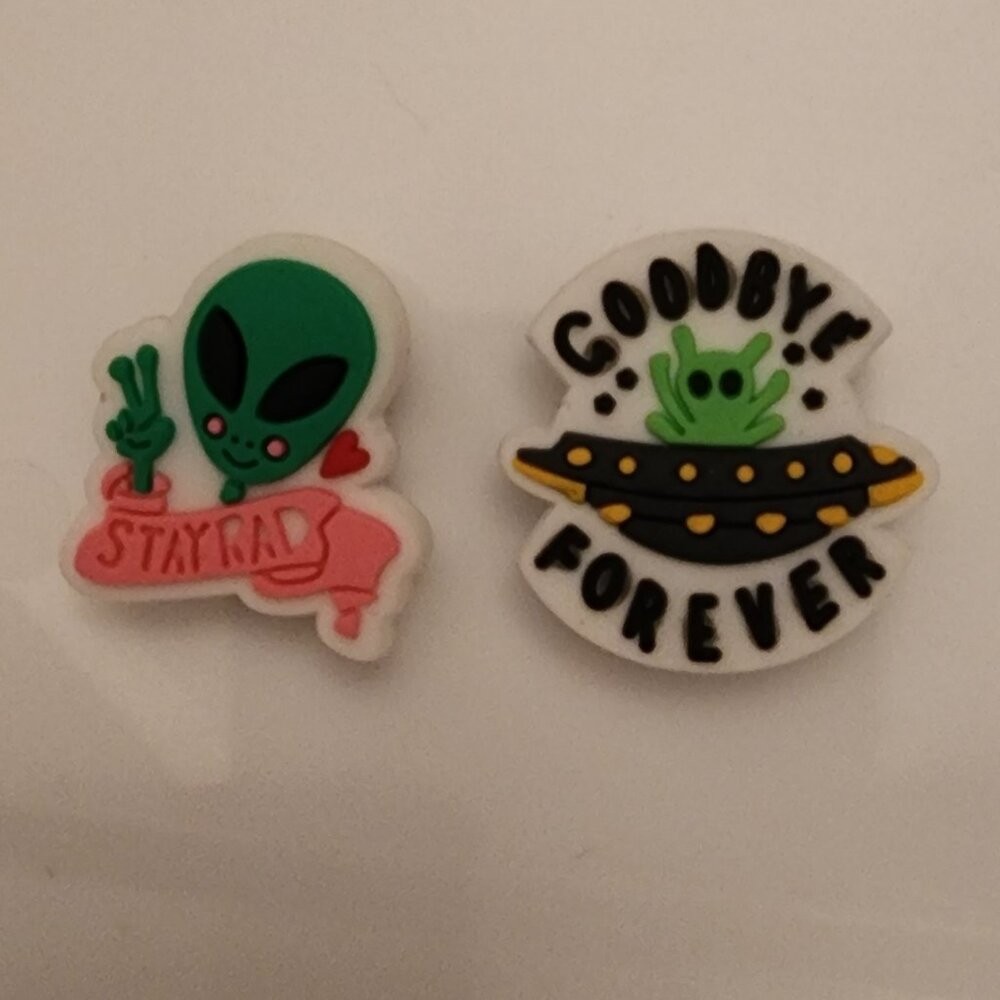 Lot of 2 Alien Croc style charms Space themed